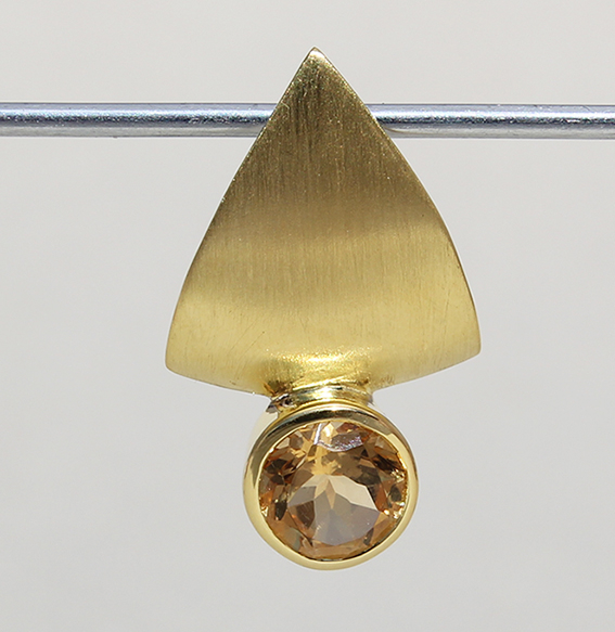 Silberanhänger mit 8 mm Citrin, vergoldet