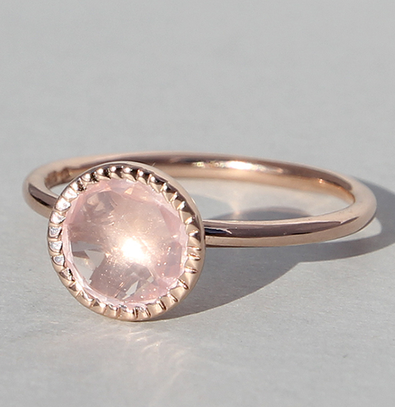 Silberring rosé vergoldet mit Rosenquarz | Spring sparkle klein