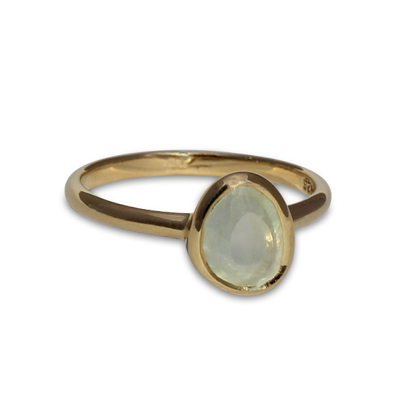 Silberring vergoldet mit Prehnit | fine sparkle