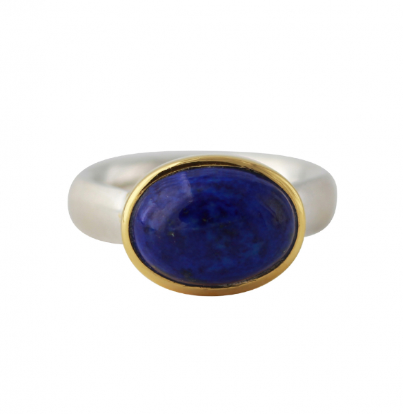 Silberring "Icur" mit 14x10mm Lapis, 18ct vergoldet