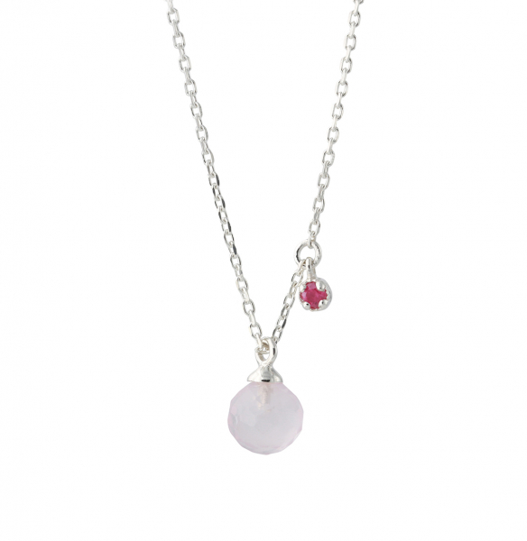 Collier mit Rosenquarz und Rubin
