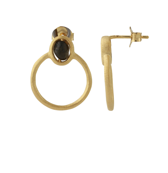 Silberohrstecker mit Labradorit, 18ct vergoldet