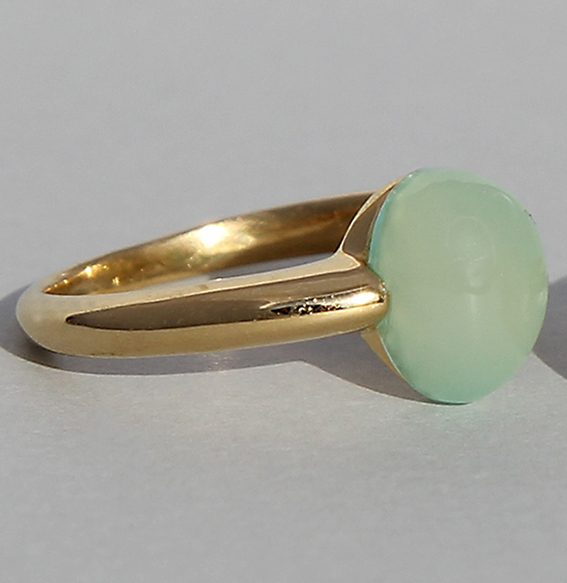 Silberring vergoldet | Pear mit Chalcedon