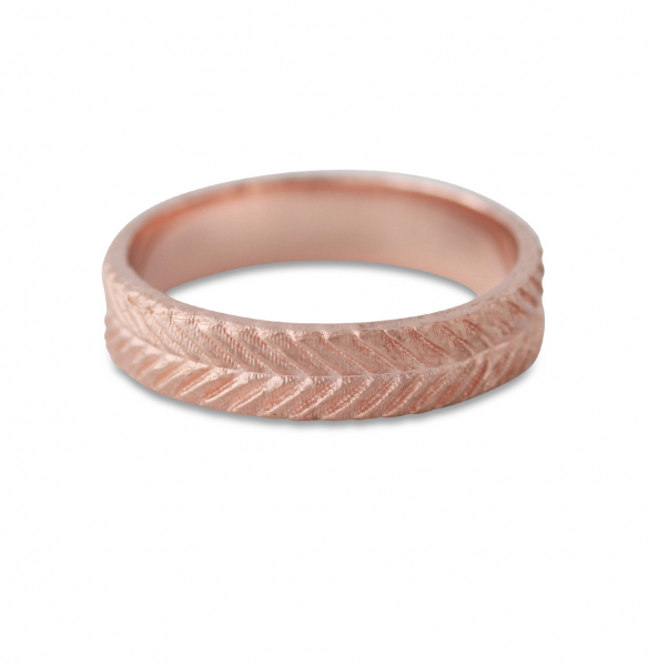 Silberring "Fischgrät", 18 ct rosé vergoldet