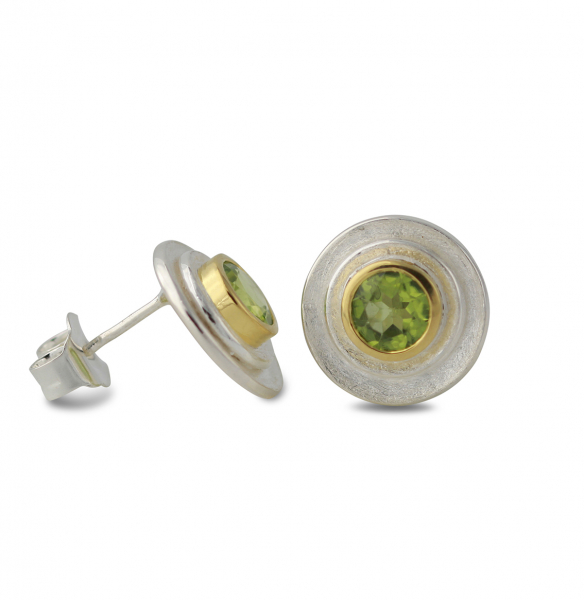 Silberohrstecker mit 6mm Peridot, 18ct vergoldet