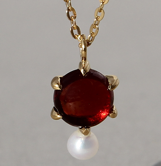 Silbercollier vergoldet mit Granat und Perle