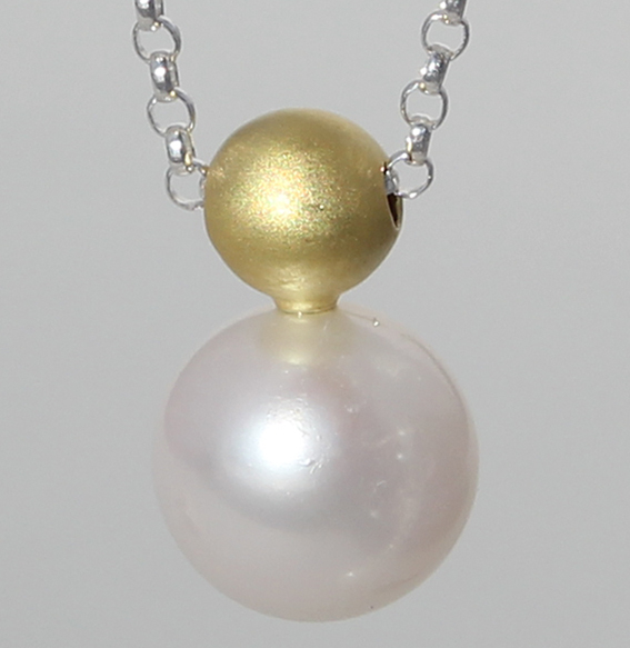 Silbercollier vergoldet mit SWZ-Perle | Ball