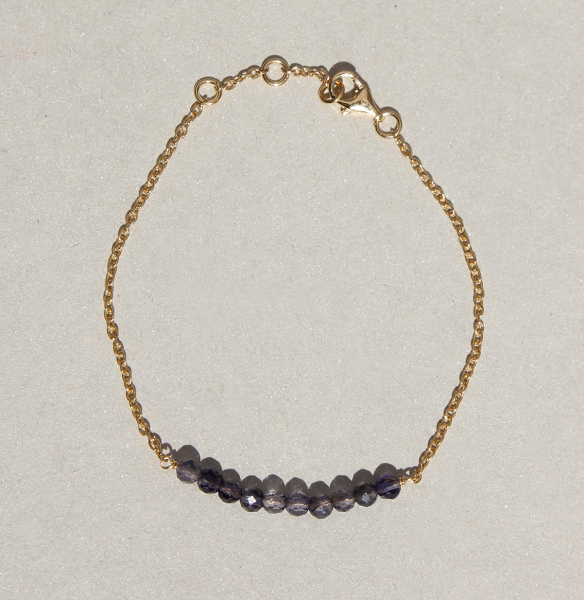 Silberarmband vergoldet mit Iolith, 16+2cm