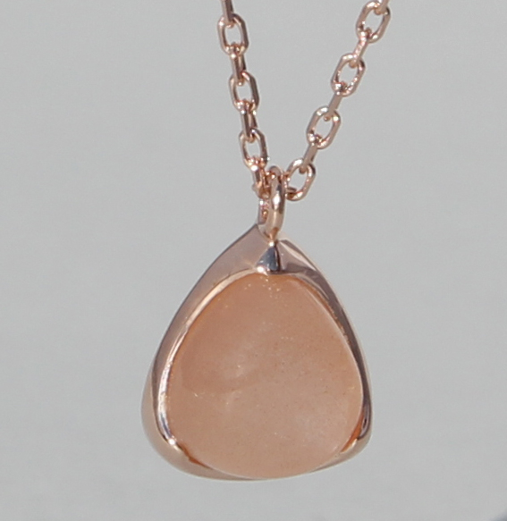 Silbercollier "Fine Triangle" rosé vergoldet mit Mondstein orange