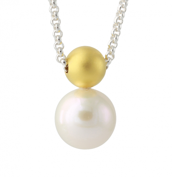 Silbercollier vergoldet mit SWZ-Perle | Ball