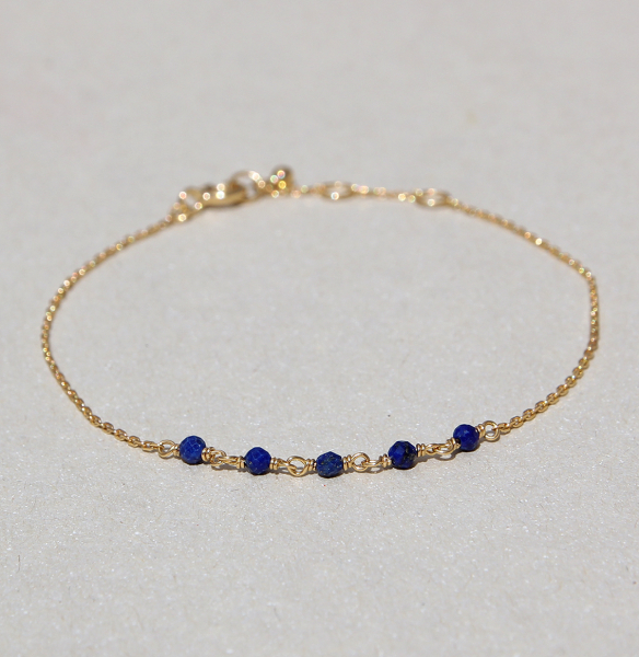 Silberarmband vergoldet mit Lapislazuli, 16+2cm