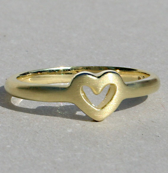 Silberring Single Heart | vergoldet matt