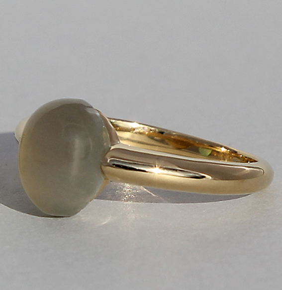 Silberring vergoldet | Pear mit Mondstein grau