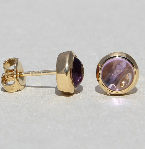 Silberohrstecker mit Amethyst 6mm, vergoldet