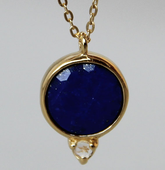 Silbercollier vergoldet mit Lapis und Topas weiß | Krona