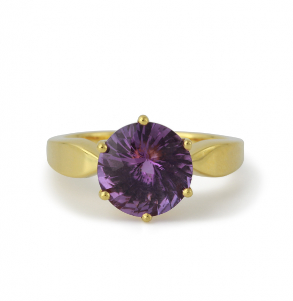Silberring mit 10mm Amethyst, vergoldet