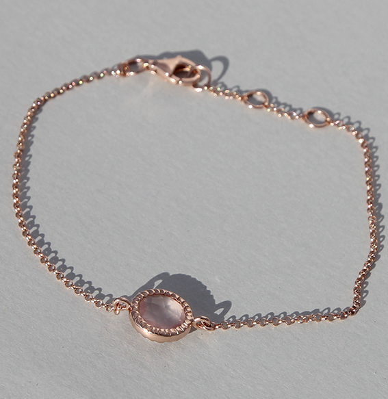 Silberarmband rosé vergoldet mit Rosenquarz | Spring sparkle