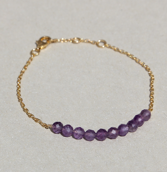 Silberarmband vergoldet mit Amethyst, 16+2cm