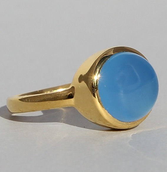 Silberring vergoldet mit Chalcedon