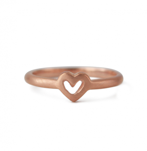 Silberring Single Heart | rosé vergoldet matt