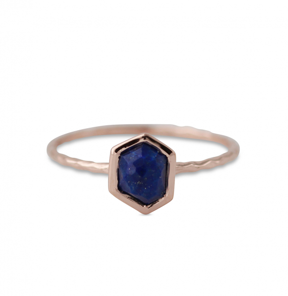 Silberring mit 6 mm Lapis , 18ct vergoldet