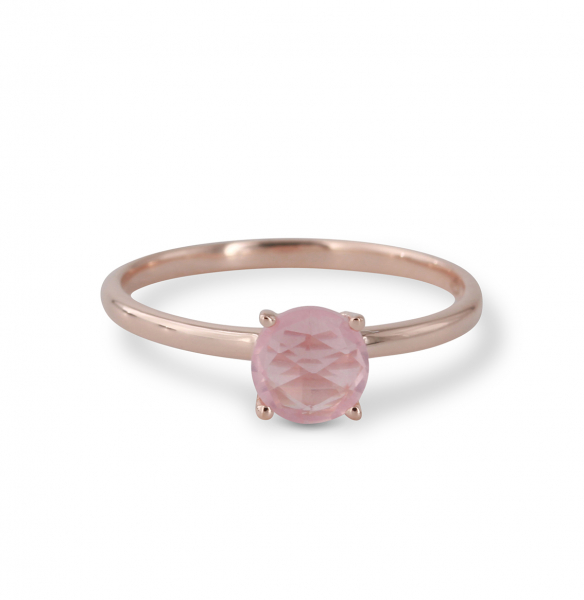 Silberring rosé vergoldet Rosenquarz | Krone fac.