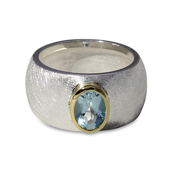 Silberring teilvergoldet mit Topas | Golan oval