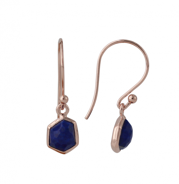 Silberohrhänger mit 6 mm Lapis, 18ct vergoldet