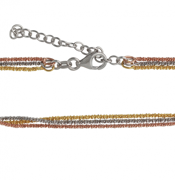 Discokette silber rhodiniert, rosé vergoldet, gelb vergoldet 38+5 cm